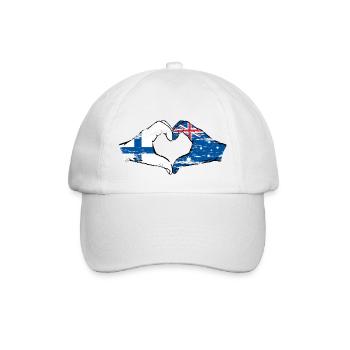 Finland Australia Flag Heart Shape Used - Baseball Cap - white/white - Front