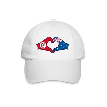 Tunisia Australia Flag Heart Shape - Baseball Cap - white/white - Front