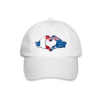 France Australia Flag Heart Shape Used - Baseball Cap - white/white - Front