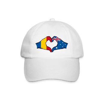 Romania Australia Flag Heart Shape - Baseball Cap - white/white - Front