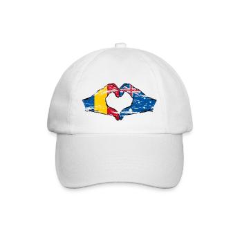 Rumänien Australien Flagge Herzform used - Baseballkappe - Weiß/Weiß - Vorne