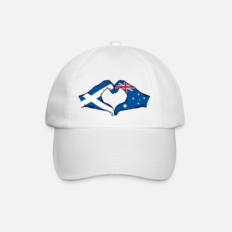 Scotland Australia Flag Heart Shape - Baseball Cap - white/white