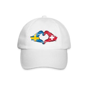 Suède Suisse Drapeau Forme de coeur utilisé - Casquette classique - blanc/blanc - Devant