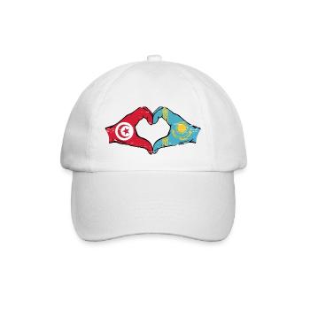 Tunisia Kazakhstan Flag Hands Heart Shape Used - Baseball Cap - white/white - Front
