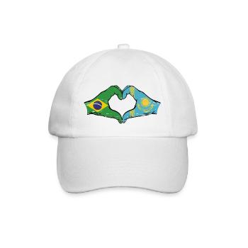 Brazil Kazakhstan flag hands heart shape used - Baseball Cap - white/white - Front