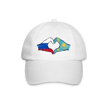 Russie Kazakhstan Drapeau Mains Coeur Forme Utilisé - Casquette classique - blanc/blanc - Devant