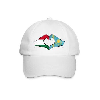 Hungary Kazakhstan Flag Hands Heart Shape Used - Baseball Cap - white/white - Front