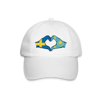 Sweden Kazakhstan Flag Hands Heart Shape - Baseball Cap - white/white - Front