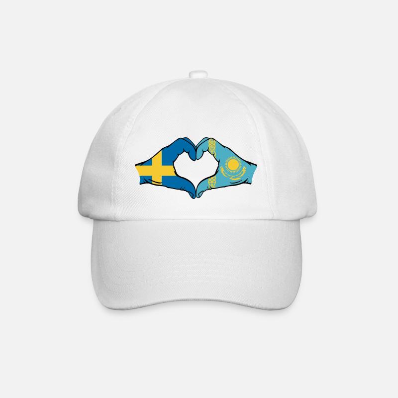 Suède Kazakhstan Drapeau Mains Coeur Forme - Casquette classique - blanc/blanc