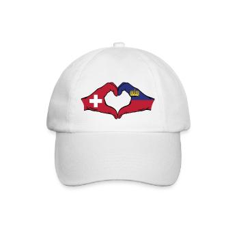 Schweiz Liechtenstein Flagge Hände Herzform - Baseballkappe - Weiß/Weiß - Vorne