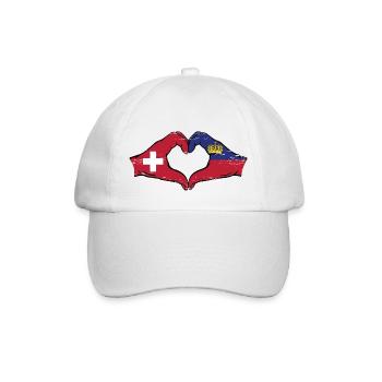 Switzerland Liechtenstein flag hands heart shape used - Baseball Cap - white/white - Front