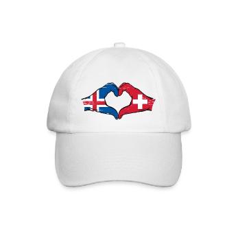 Islande Suisse Drapeau Mains Coeur Forme Utilisé - Casquette classique - blanc/blanc - Devant
