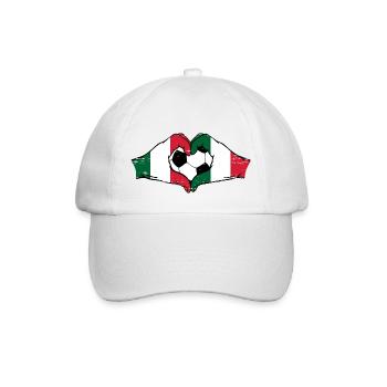 Italy Football Flag Hands Heart Shape Used - Baseball Cap - white/white - Front