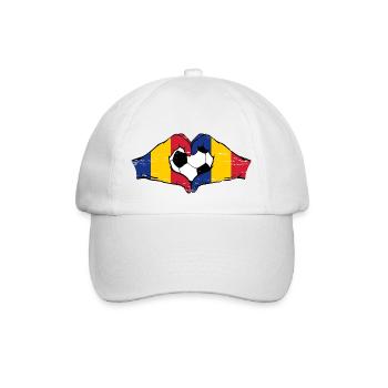 Drapeau de Roumanie Football Mains Coeur Forme Utilisé - Casquette classique - blanc/blanc - Devant