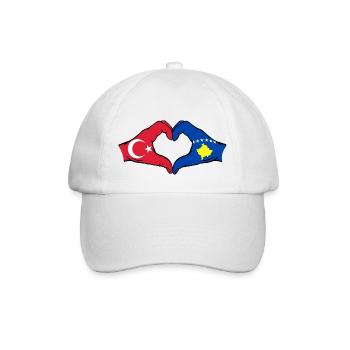 Turkey Kosovo Flag Hands Heart Shape - Baseball Cap - white/white - Front
