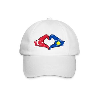 Turkey Kosovo flag hands heart shape used - Baseball Cap - white/white - Front