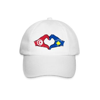 Tunisia Kosovo flag hands heart shape used - Baseball Cap - white/white - Front
