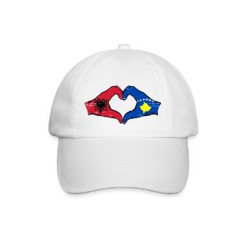 Albanie Kosovo drapeau mains forme de coeur utilisé - Casquette classique - blanc/blanc - Devant