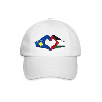 Kosovo Palestine Drapeau Mains Coeur Forme Utilisé - Casquette classique - blanc/blanc - Devant