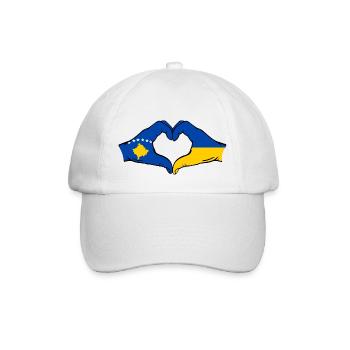 Kosovo Ukraine Flag Hands Heart Shape - Baseball Cap - white/white - Front
