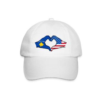 Kosovo USA Flag Hands Heart Shape - Baseball Cap - white/white - Front