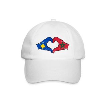 Kosovo Maroc drapeau mains forme coeur utilisé - Casquette classique - blanc/blanc - Devant