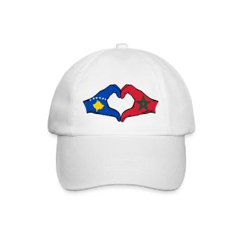 Kosovo Maroc Drapeau Mains Coeur Forme - Casquette classique - blanc/blanc - Devant