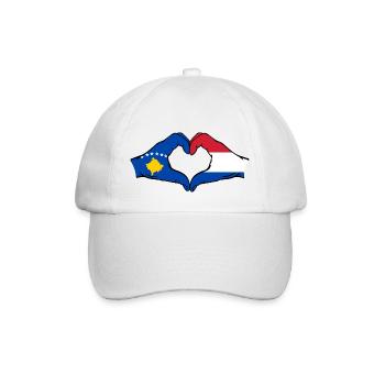 Kosovo Holland Flag Hands Heart Shape - Baseball Cap - white/white - Front