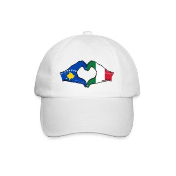Kosovo Italy Flag Hands Heart Shape Used - Baseball Cap - white/white - Front