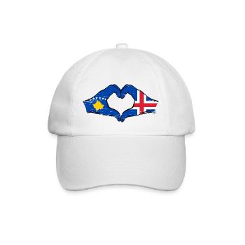 Kosovo Iceland Flag Hands Heart Shape Used - Baseball Cap - white/white - Front
