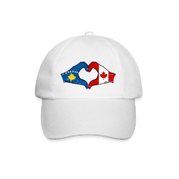 Kosovo Canada flag hands heart shape used - Baseball Cap - white/white - Front