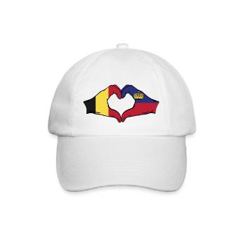Belgien Liechtenstein Flagge Hände Herzform - Baseballkappe - Weiß/Weiß - Vorne