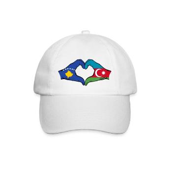 Kosovo Aserbaidschan Flagge Hände Herzform - Baseballkappe - Weiß/Weiß - Vorne