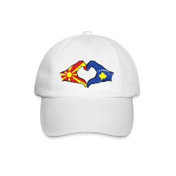 Macedonia Kosovo Flag Hands Heart Shape Used - Baseball Cap - white/white - Front