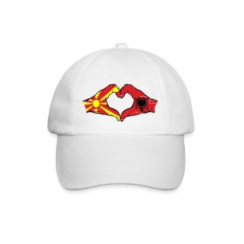 Macédoine Albanie drapeau mains forme de coeur utilisé - Casquette classique - blanc/blanc - Devant