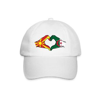 Mazedonien Algerien Flagge Hände Herzform used - Baseballkappe - Weiß/Weiß - Vorne