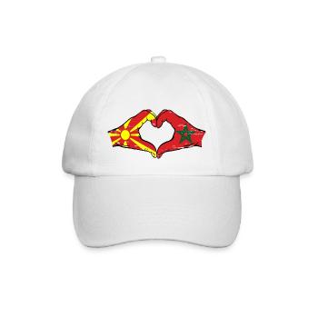 Macedonia Morocco flag hands heart shape used - Baseball Cap - white/white - Front