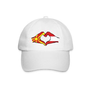 Macedonia Austria Flag Hands Heart Shape Used - Baseball Cap - white/white - Front