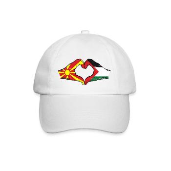 Macedonia Palestine Flag Hands Heart Shape Used - Baseball Cap - white/white - Front