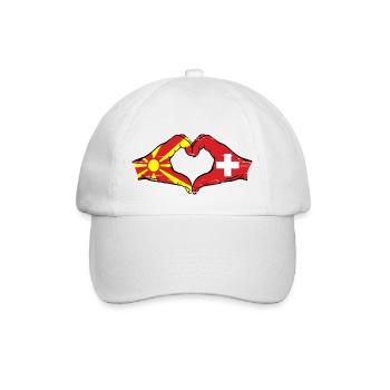 Macédoine Suisse Drapeau Mains Coeur Forme Utilisé - Casquette classique - blanc/blanc - Devant