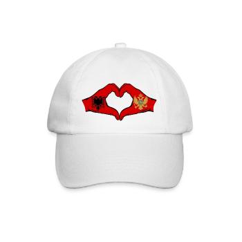 Albania Montenegro Flag Hands Heart Shape - Baseball Cap - white/white - Front
