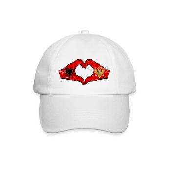 Albanie Monténégro drapeau mains forme de coeur utilisé - Casquette classique - blanc/blanc - Devant