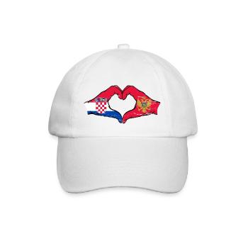 Croatia Montenegro flag hands heart shape used - Baseball Cap - white/white - Front