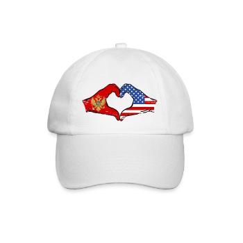 Montenegro United States flag hands heart shape used - Baseball Cap - white/white - Front