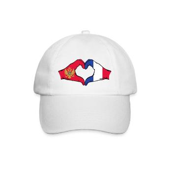 Montenegro France Flag Hands Heart Shape - Baseball Cap - white/white - Front