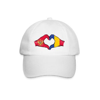 Montenegro Romania Flag Hands Heart Shape Used - Baseball Cap - white/white - Front