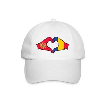 Montenegro Romania Flag Hands Heart Shape - Baseball Cap - white/white - Front