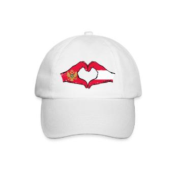 Montenegro Austria flag hands heart shape used - Baseball Cap - white/white - Front