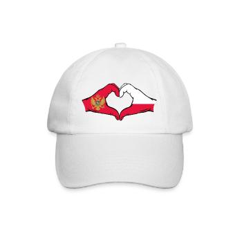 Montenegro Poland Flag Hands Heart Shape - Baseball Cap - white/white - Front