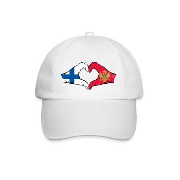 Finland Montenegro flag hands heart shape used - Baseball Cap - white/white - Front